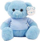 knuffelbeer met shirt 25 cm polyester blauw