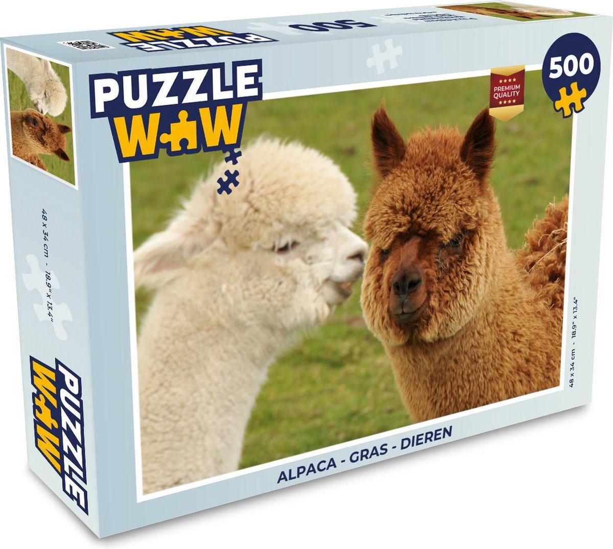 Afbeelding van product PuzzleWow  Puzzel Alpaca - Gras - Dieren - Legpuzzel - Puzzel 500 stukjes