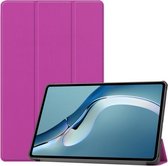 Voor Huawei MatePad Pro 12.6 2021 Custer Textuur Horizontale Flip Lederen Case met Drie-opvouwbare Houder & Slaap / Wake-up Functie (Paars)