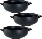 Set de 6 x bols à soupe tapas/amuses noirs en porcelaine 13 cm rond - Klein bol/plat