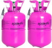 2x Stuks helium tank/cilinder voor ca. 30 ballonnen of 12 folieballonnen - Roze
