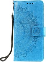 Shop4 - iPhone 13 mini Hoesje - Wallet Case met Pasjeshouder Mandala Patroon Blauw