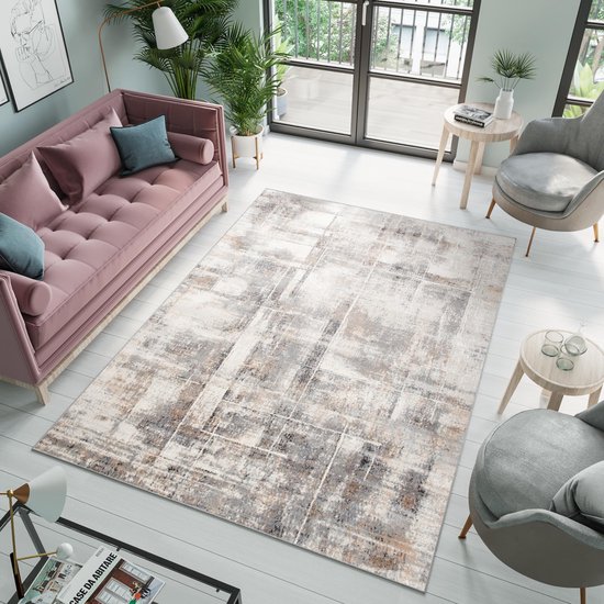Tapiso Valley Tapis Salon Chambre Grijs Lignes Abstrait Trendy Eyecatcher Pratique Moderne Durable Haute Qualité Tapis Taille – 200x300