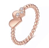 Tracelet - Zilveren Ringen - Ring bolletjes met hartjes rosé | Met zirkonia | 925 Sterling Zilver - 925 Keurmerk Stempel - 925 Zilver Certificaat - In Leuke Cadeauverpakking