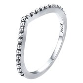 Tracelet - Zilveren Ringen - Ring V-vorm met bolletjes - 925 Sterling Zilver - 925 Keurmerk Stempel - 925 Zilver Certificaat - In Leuke Cadeauverpakking