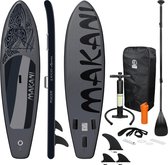 Bol.com Opblaasbare Stand Up Paddle Board Makani Zwart 320x82x15 cm incl. pomp en draagtas gemaakt van PVC en EVA aanbieding