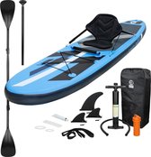 Opblaasbare Stand Up Paddle Board Blauw 305 x 78 x 15 cm Kajakzitje incl. pomp en draagtas, gemaakt van PVC en EVA