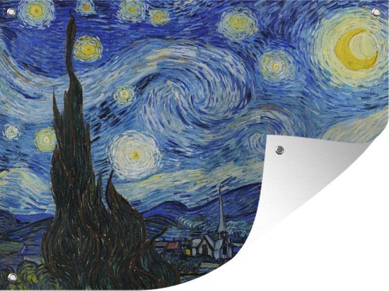 Tuin decoratie De sterrennacht - Vincent van Gogh - 40x30 cm - Tuindoek - Buitenposter