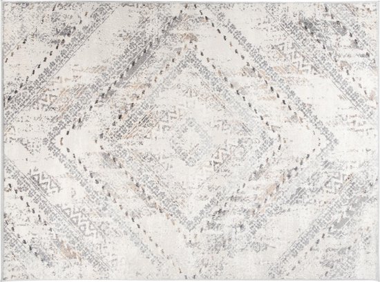 Tapiso Valley Tapis Salon Chambre Grijs Clair Mosaïque Design Abstraite Vintage Atmosphère Atmosphérique Durable Haute Qualité Tapis Taille - 200x300