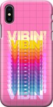 Apple iPhone X/10/XS Telefoonhoesje - Premium Hardcase Hoesje - Dun en stevig plastic - Met Quote - Vibin - Roze
