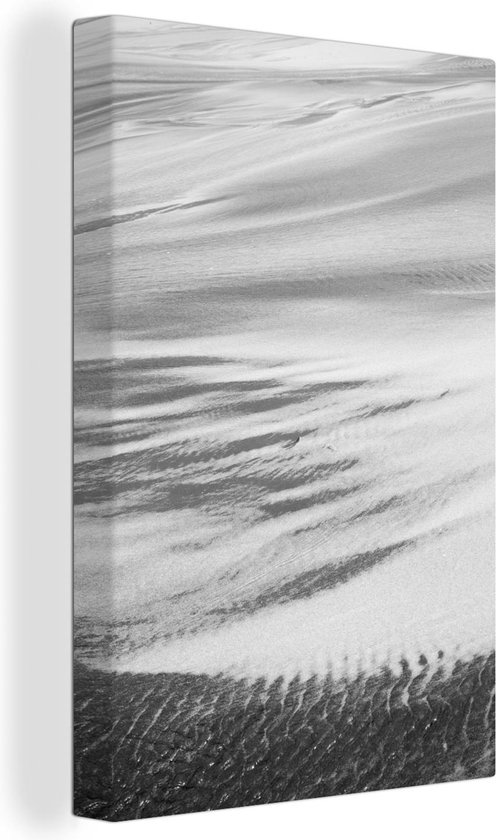 Canvas schilderij 120x180 cm - Wanddecoratie Abstracte weergave wit en zwart zand - zwart wit - Muurdecoratie woonkamer - Slaapkamer decoratie - Kamer accessoires - Schilderijen