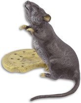 Beeld - brons - sculptuur - muis met biscuit - 12,2 cm hoog