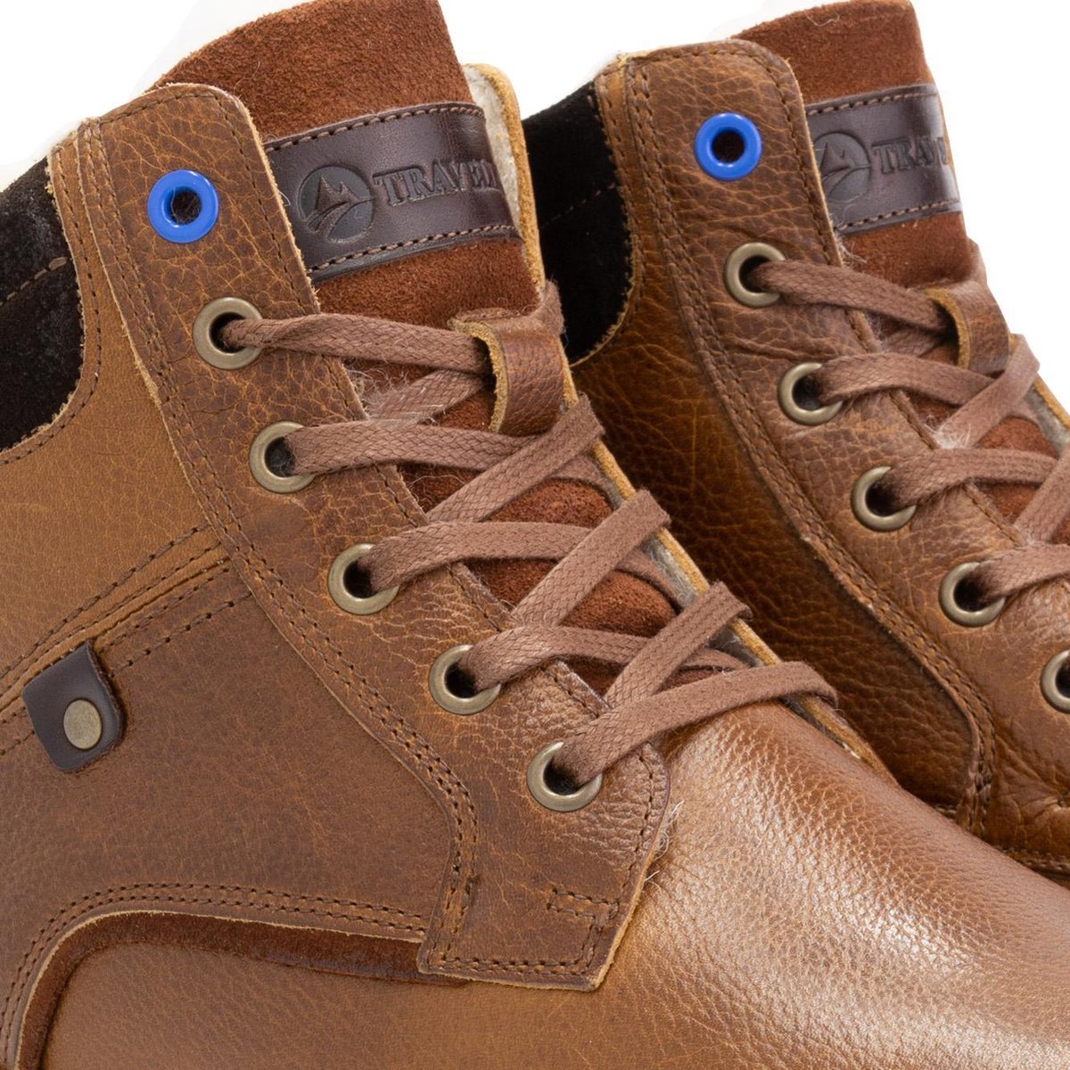 Travelin' Sund Herenschoenen - Halfhoge leren veterboots - Sneakers -  Cognac Leer - | bol.com