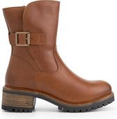 Mysa Lily dames leren enkellaarzen - Gevoerde boots - Cognac Bruin Leer - Maat 40