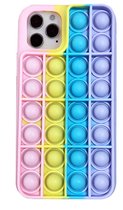 iPhone 11 Pro Max Back Cover Pop It Hoesje - Soft Case - Regenboog - Fidget - Apple iPhone 11 Pro Max - Roze / Geel