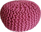 Sunfield Poef | Gebreide Poef | Rond Vloerkussen | 45 x 45 cm | Roze