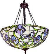 LumiLamp Hanglamp Tiffany Ø 56*116 cm E27/max 3*60W Blauw Metaal, Glas Bloemen Hanglamp Eettafel Hanglampen Eetkamer