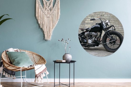Cercle mural - Aluminium - Moto - Zwart - Vintage - ⌀ 90 cm
