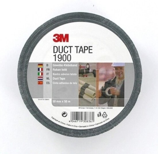 3M 1900 Duct Tape - 50M x 50MM - Zwart