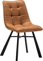 Eetkamerstoelen Set van 4 Dexx - Cognac - Metaalpoot - Microvezel