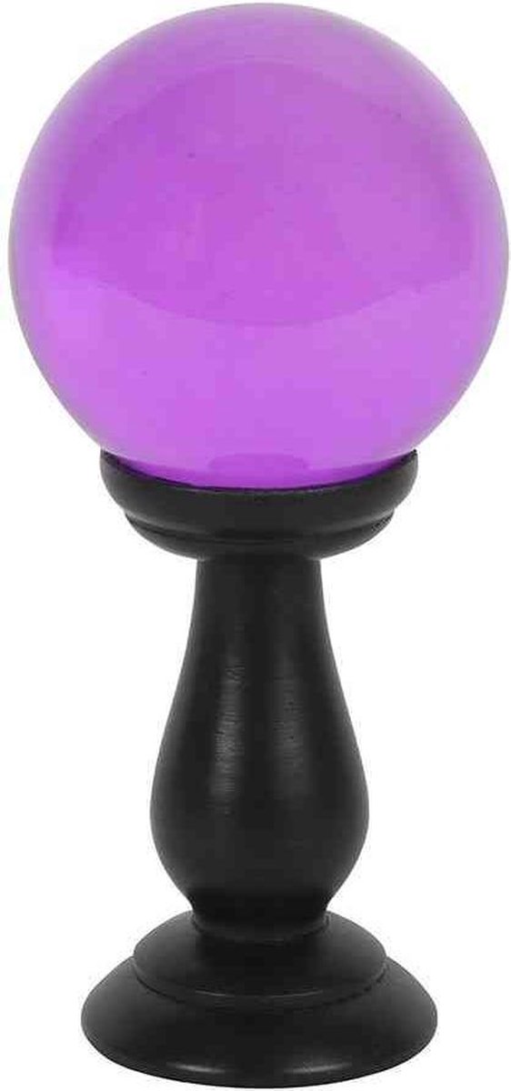 Something Different Kristallen bol Paars op houten standaard diameter Ø9cm - (hxbxd) ca. 19,5cm x 9cm x 9cm