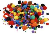 Pom-Poms, diverse kleuren, d: 5-40 mm, 42 gr/ 1 doos