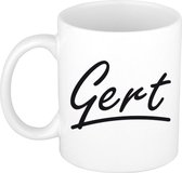 Gert naam cadeau mok / beker met sierlijke letters - Cadeau collega/ vaderdag/ verjaardag of persoonlijke voornaam mok werknemers