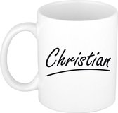 Christian naam cadeau mok / beker met sierlijke letters - Cadeau collega/ vaderdag/ verjaardag of persoonlijke voornaam mok werknemers