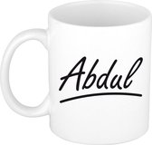 Abdul naam cadeau mok / beker met sierlijke letters - Cadeau collega/ vaderdag/ verjaardag of persoonlijke voornaam mok werknemers