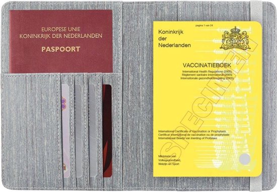 Goodline® - Vaccinatiepaspoort Hoesje / Mapje voor het Gele Boekje / Vaccinatieboekje - D1 - Houtpatroon Grijs