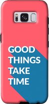 Samsung Galaxy S8 Telefoonhoesje - Extra Stevig Hoesje - 2 lagen bescherming - Met Quote - Good Things - Rood