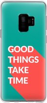 Samsung Galaxy S9 Telefoonhoesje - Transparant Siliconenhoesje - Flexibel - Met Quote - Good Things - Donkergroen