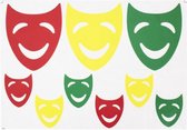 Raamsticker maskers rood/geel/groen 35 x 40 cm