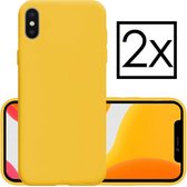 Hoes voor iPhone X Hoesje Back Cover Siliconen Case Hoes - Geel - 2x