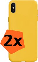 Hoes voor iPhone Xs Max Hoesje Siliconen - Hoes voor iPhone Xs Max Hoesje Geel Case - Hoes voor iPhone Xs Max Cover Siliconen Back Cover - 2x