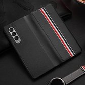 Voor Samsung Galaxy Z Fold3 5G Carbon Fiber Textuur Vouwen All Inclusive PU Schokbestendig Splicing Lederen Case (Zwart)
