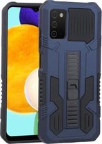 Voor Samsung Galaxy A03s Vanguard Warrior All Inclusive dubbele kleur schokbestendig TPU + pc-beschermhoes met houder (kobaltblauw)