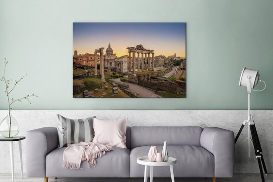 Canvas Schilderij Romeinse rijk - Constructie - Nacht - 120x80 cm - Wanddecoratie