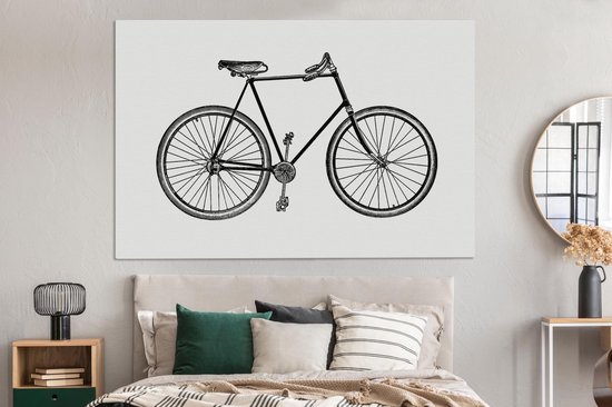 Toile Peinture Vintage - Vélo - Guidon - 150x100 cm - Décoration murale