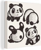Canvas Schilderij Dieren - Panda - Zwart - 50x50 cm - Wanddecoratie