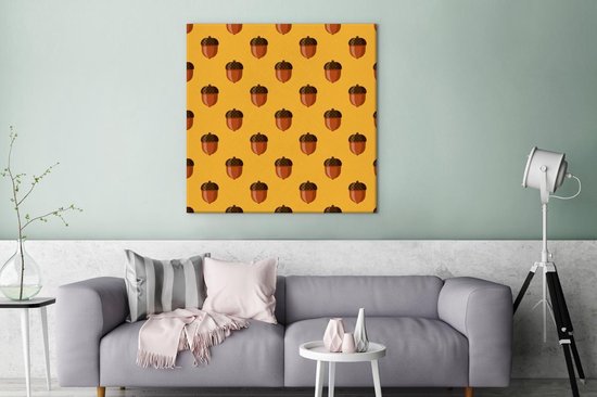 Motifs de peinture sur toile - Gland - Automne - Jaune - 90x90 cm - Décoration murale