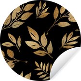 Papier peint Cercle - Motifs - Or - Feuilles - ⌀ 30 cm