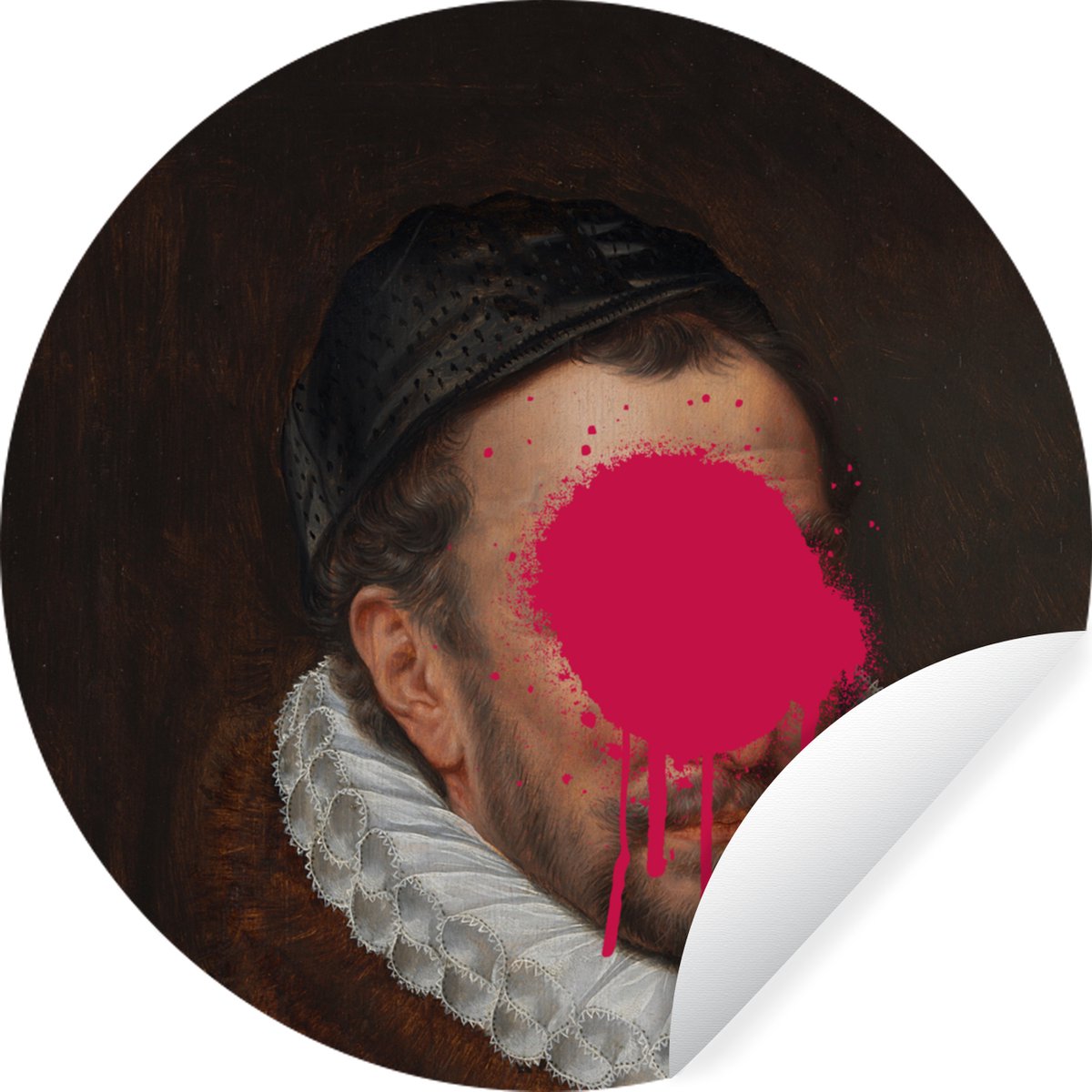 WallCircle Behangcirkel 100x100 cm - Muurstickers Willem van Oranje - Kunst - Verf - Muurcirkel woonkamer - Wandcirkel slaapkamer - Kamer decoratie zelfklevend - Muurdecoratie accessoires Multicolor