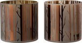 J-Line Windlicht Boom Glas Bruin X-Large Assortiment Van 2