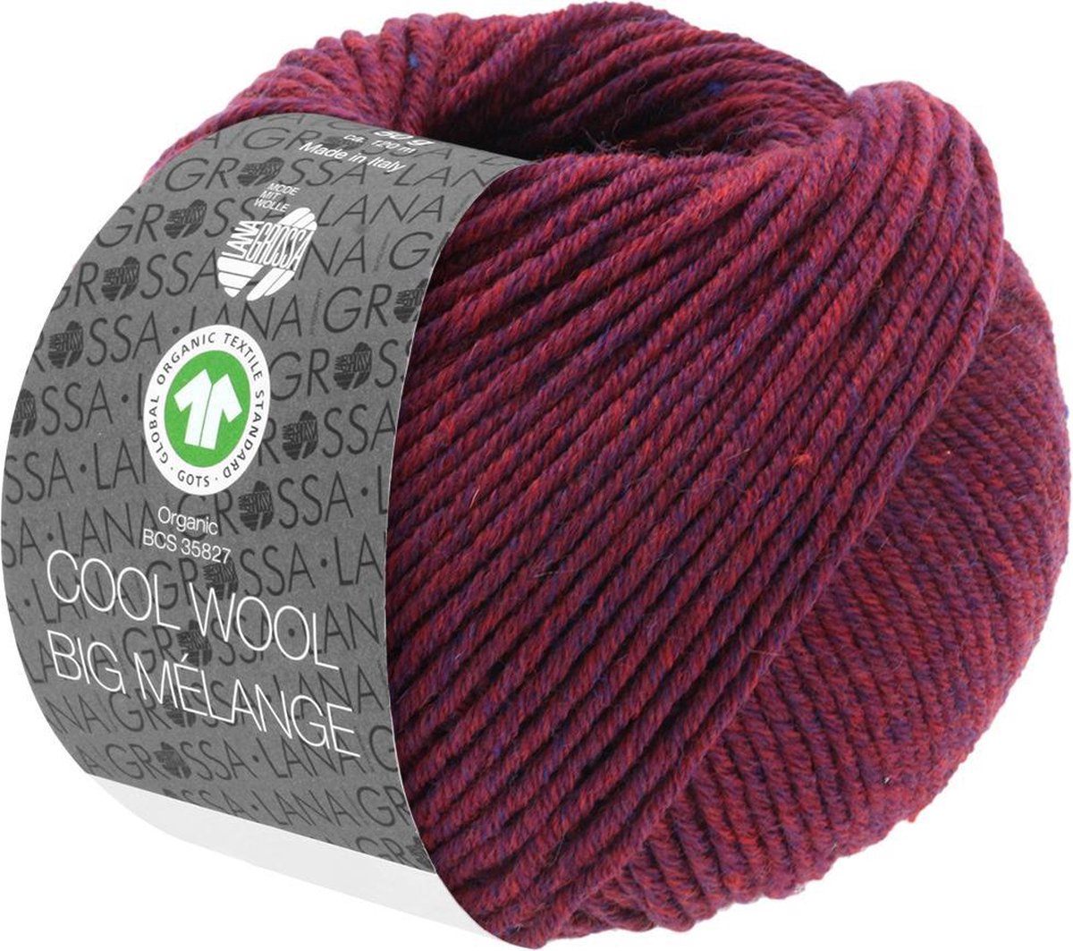 Lana Grossa Cool Wool Big Mélange Gots Wijnrood nr 227