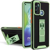 Voor Motorola Moto G60 Dual-color Skin Feel TPU + PC Magnetische schokbestendige hoes met onzichtbare houder (groen)