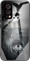 Kleurrijk gelakt glas schokbestendig beschermhoesje voor OnePlus Nord 2 5G (puppy)
