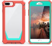 Stellar Space PC + TPU 360 graden all-inclusive schokbestendig hoesje voor iPhone 8 Plus / 7 Plus / 6 Plus / 6s Plus (koraalroze + blauwgroen)