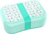 broodtrommel Flamingo 18,5 x 9 cm mintgroen