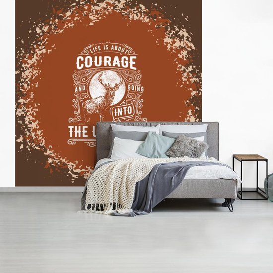 Behang - Fotobehang Vintage - Hert - Design - Breedte 280 cm x hoogte 280 cm